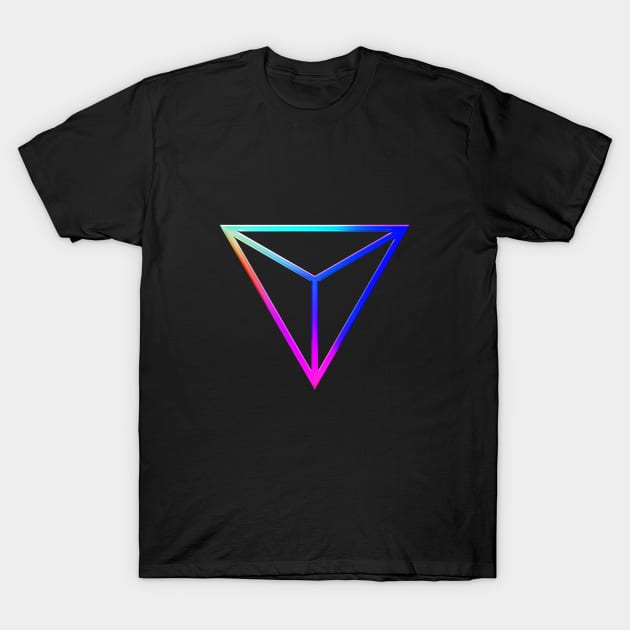 Neon Geometric Glyph Mandala Sigil Rune Sign Seal Cool Blue and Violet  - 489 T-Shirt by Holy Rock Design